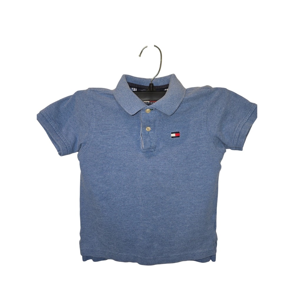 Tommy Hilfiger Boys Blue Short Sleeve Pique Polo Shirt Size 3T Logo Cotton